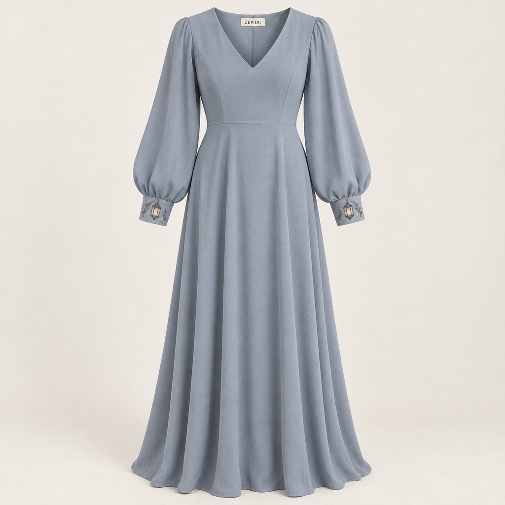 Lantern-Sleeve Maxi