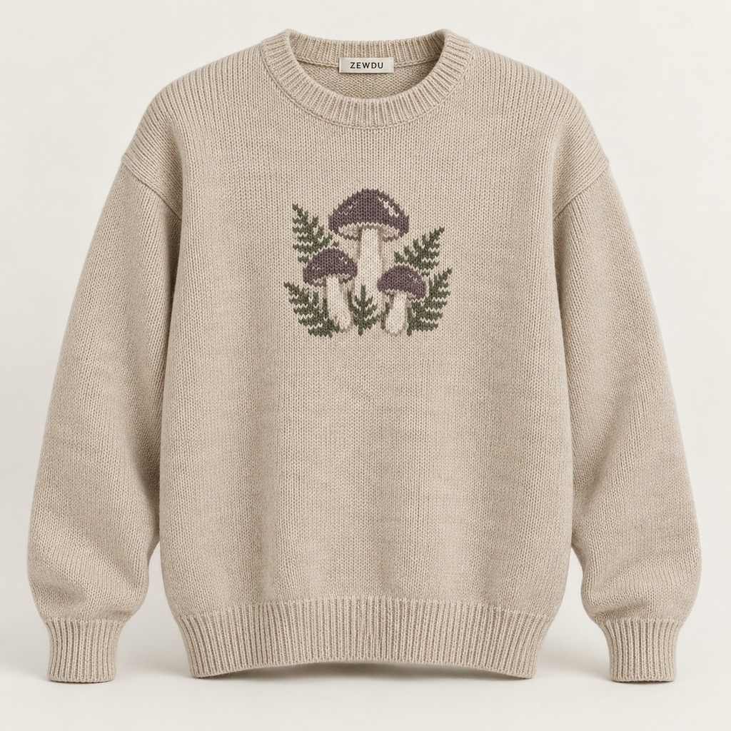 Mushroom-Intarsia Sweater